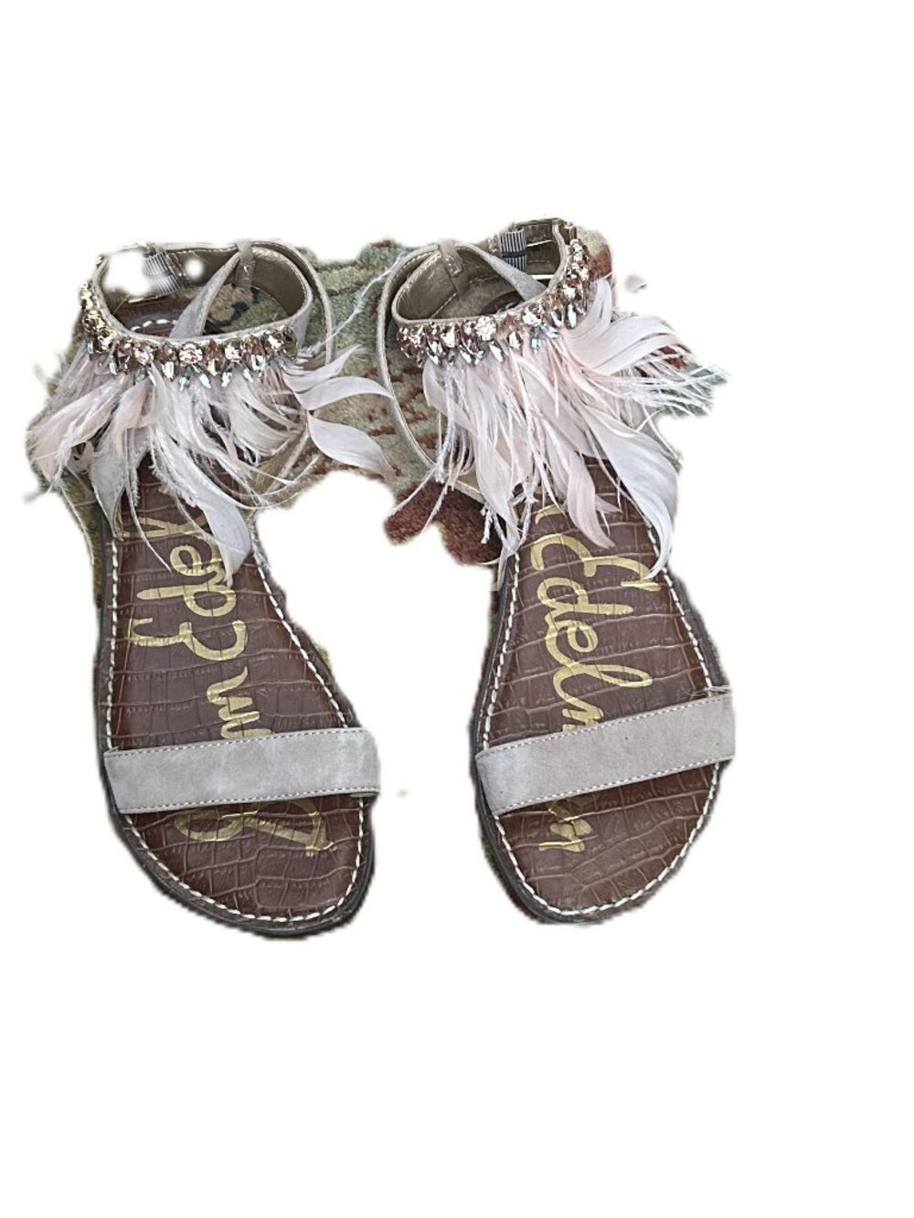 Sam Edelman - Feathers and Rhinestone Sandals - Size 7 1/2